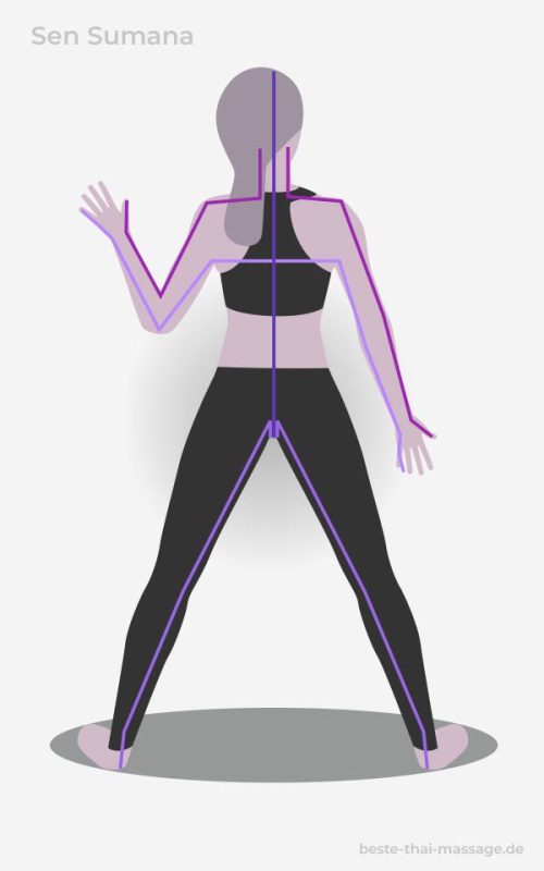 Sen Sumana Energielinien – Ansicht Rückseite des Körpers mit Nebenlinien